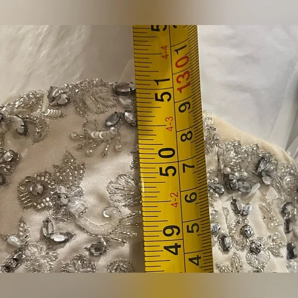 Platinum Priscilla of Boston Elegant Ivory Crystal Embellished Wedding Dress - Picture 15 of 15